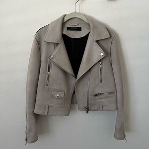 Zara Grey Faux Suede Moto Jacket